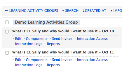 admin learning activity table